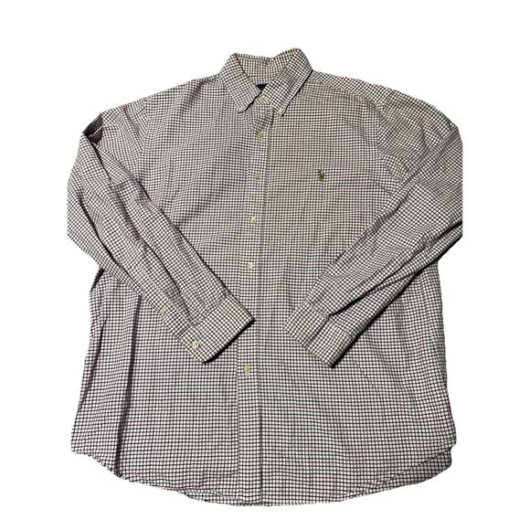 Ralph Lauren Shirt Mens Extra Large Pink Flesh Pony Check Button Classic XL - Picture 1 of 10